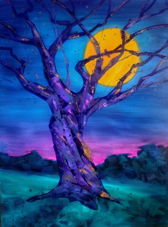 The Crow Moon and the Old Oak by artist Mike Skiff